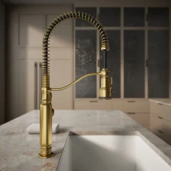 Semi-professional kitchen sink faucet with three-function sprayhead^Kohler Outlet