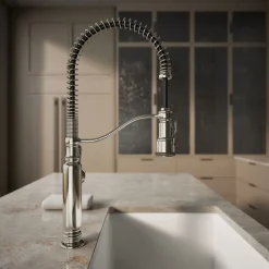 Semi-professional kitchen sink faucet with three-function sprayhead^Kohler Outlet
