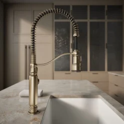 Semi-professional kitchen sink faucet with three-function sprayhead^Kohler Outlet