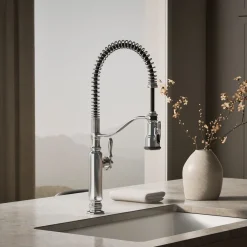 Semi-professional kitchen sink faucet with three-function sprayhead^Kohler Outlet