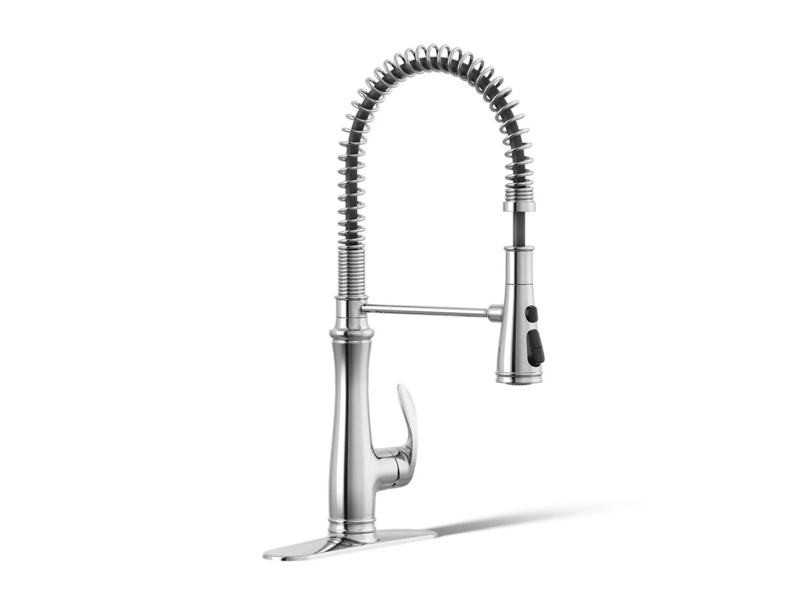 Semi-professional kitchen sink faucet with three-function sprayhead^Kohler