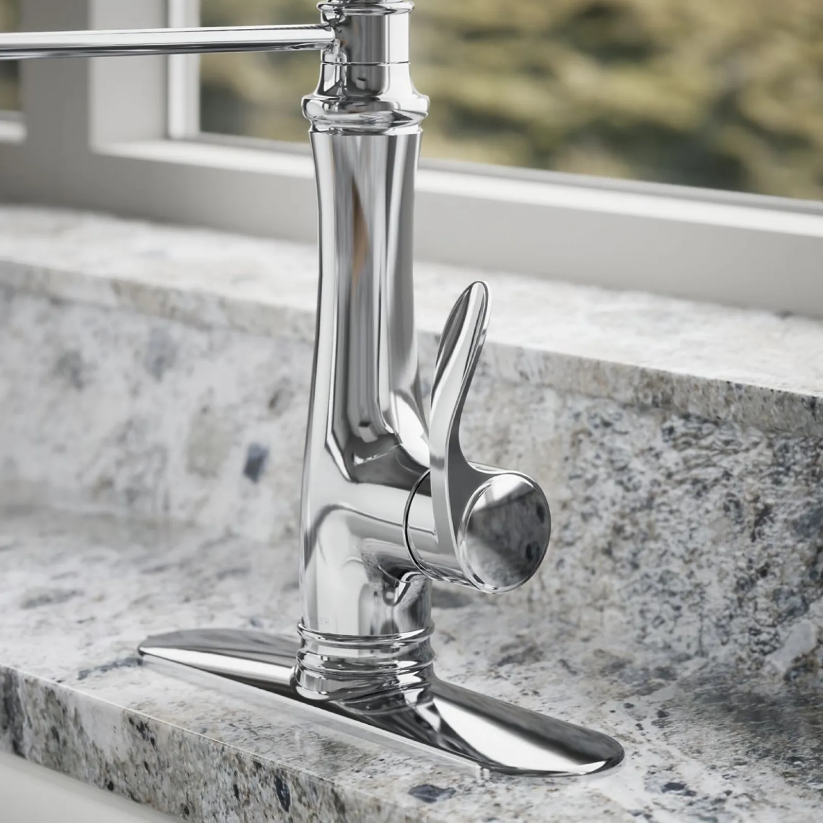 Semi-professional kitchen sink faucet with three-function sprayhead^Kohler
