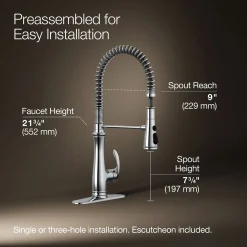 Semi-professional kitchen sink faucet with three-function sprayhead^Kohler
