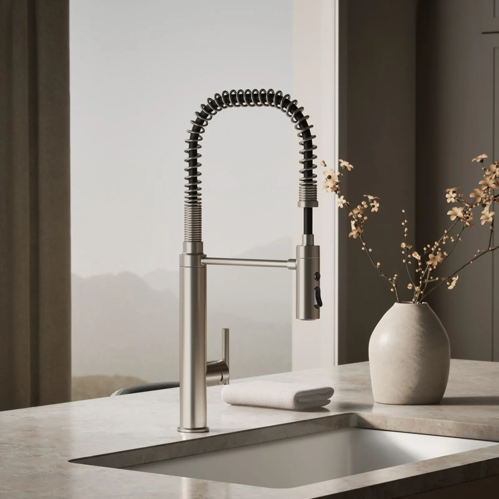 Semi-professional kitchen sink faucet with three-function sprayhead^Kohler Outlet