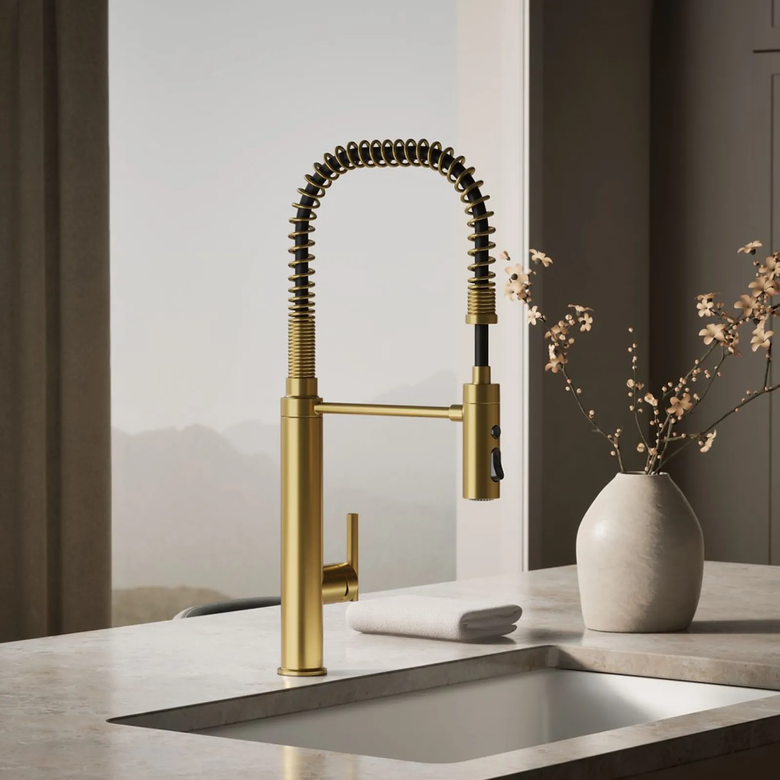 Semi-professional kitchen sink faucet with three-function sprayhead^Kohler Outlet