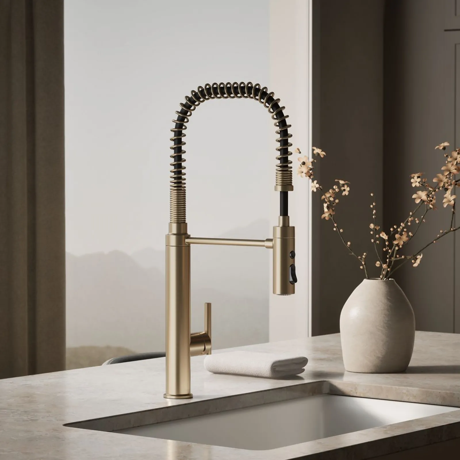 Semi-professional kitchen sink faucet with three-function sprayhead^Kohler Outlet
