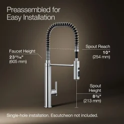 Semi-professional kitchen sink faucet with three-function sprayhead^Kohler Outlet