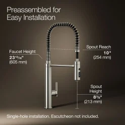 Semi-professional kitchen sink faucet with three-function sprayhead^Kohler Outlet