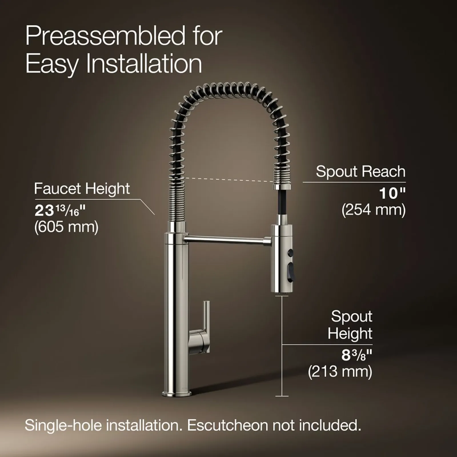 Semi-professional kitchen sink faucet with three-function sprayhead^Kohler Outlet