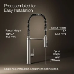 Semi-professional kitchen sink faucet with three-function sprayhead^Kohler Outlet