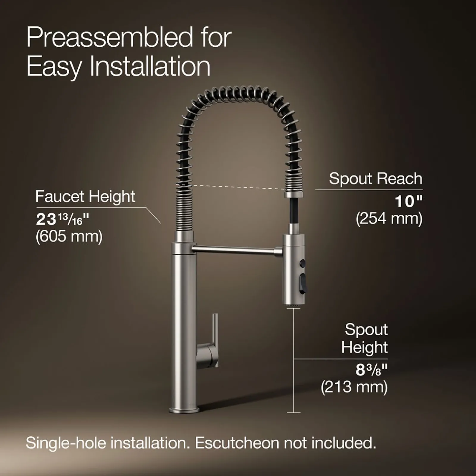 Semi-professional kitchen sink faucet with three-function sprayhead^Kohler Outlet