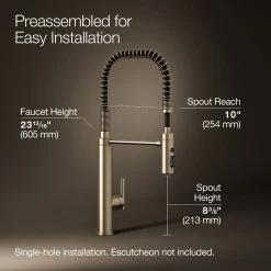 Semi-professional kitchen sink faucet with three-function sprayhead^Kohler Outlet