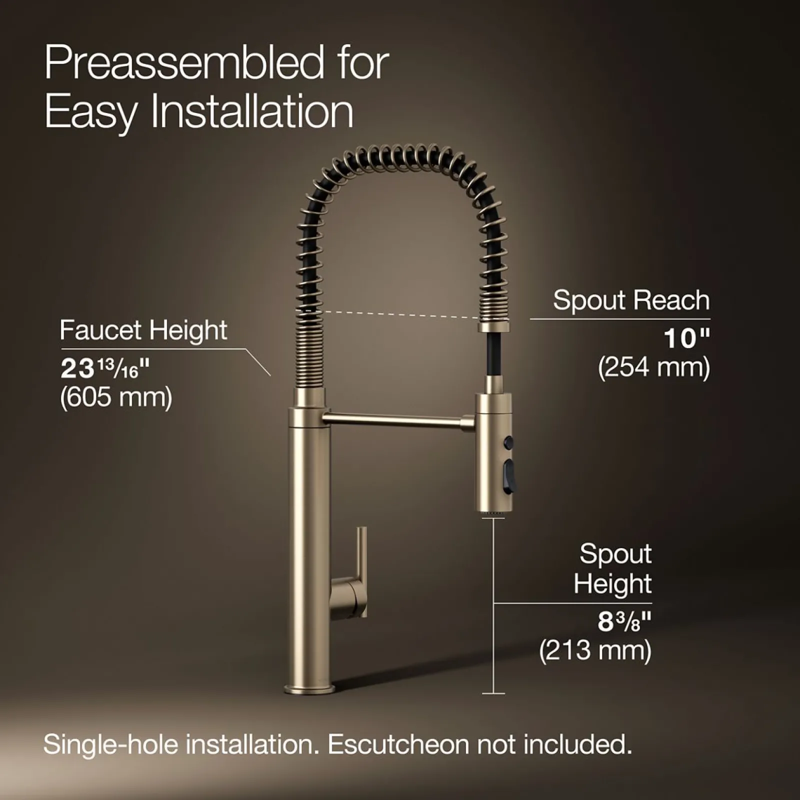 Semi-professional kitchen sink faucet with three-function sprayhead^Kohler Outlet