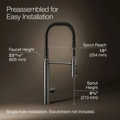 Semi-professional kitchen sink faucet with three-function sprayhead^Kohler Outlet