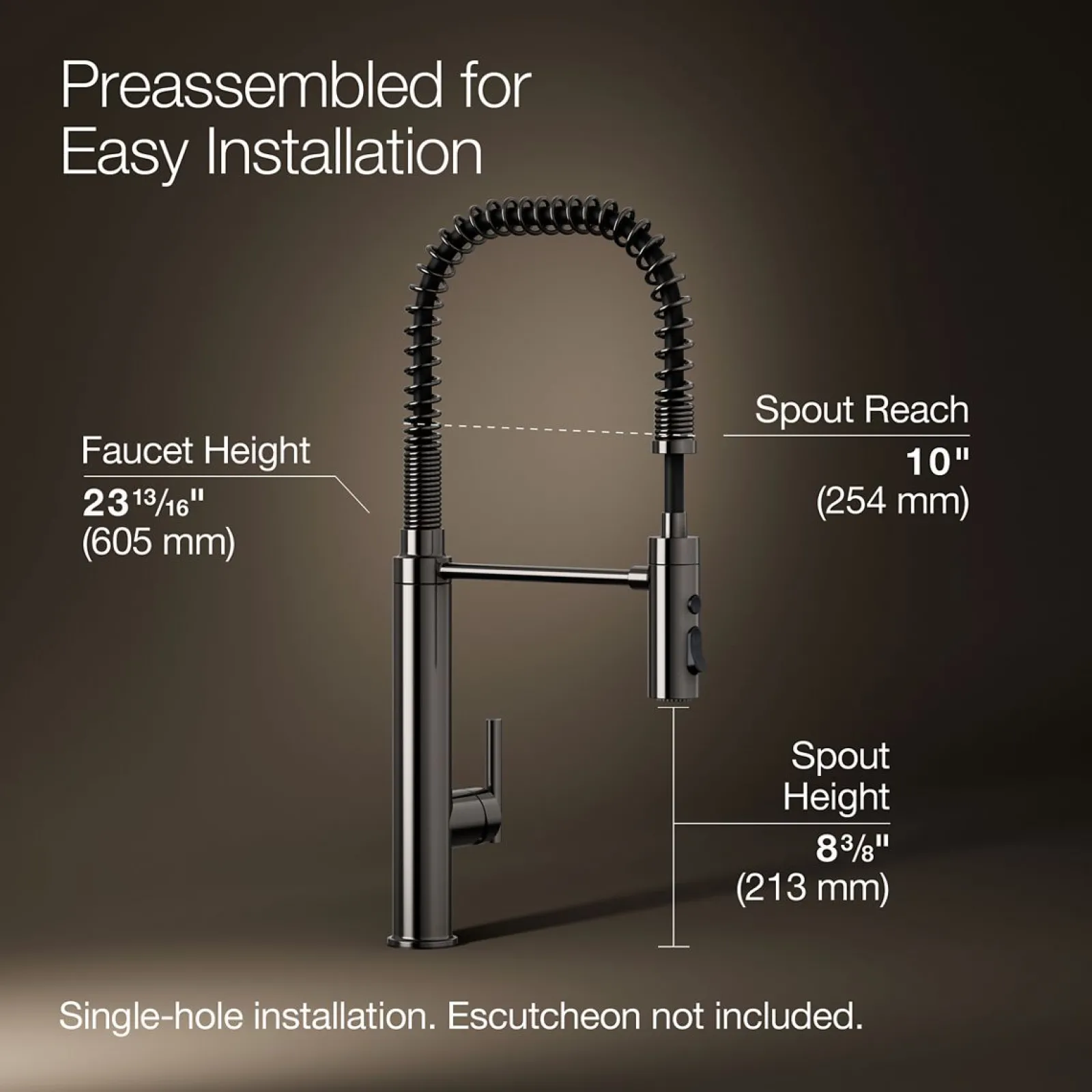 Semi-professional kitchen sink faucet with three-function sprayhead^Kohler Outlet
