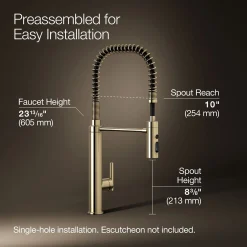 Semi-professional kitchen sink faucet with three-function sprayhead^Kohler Outlet