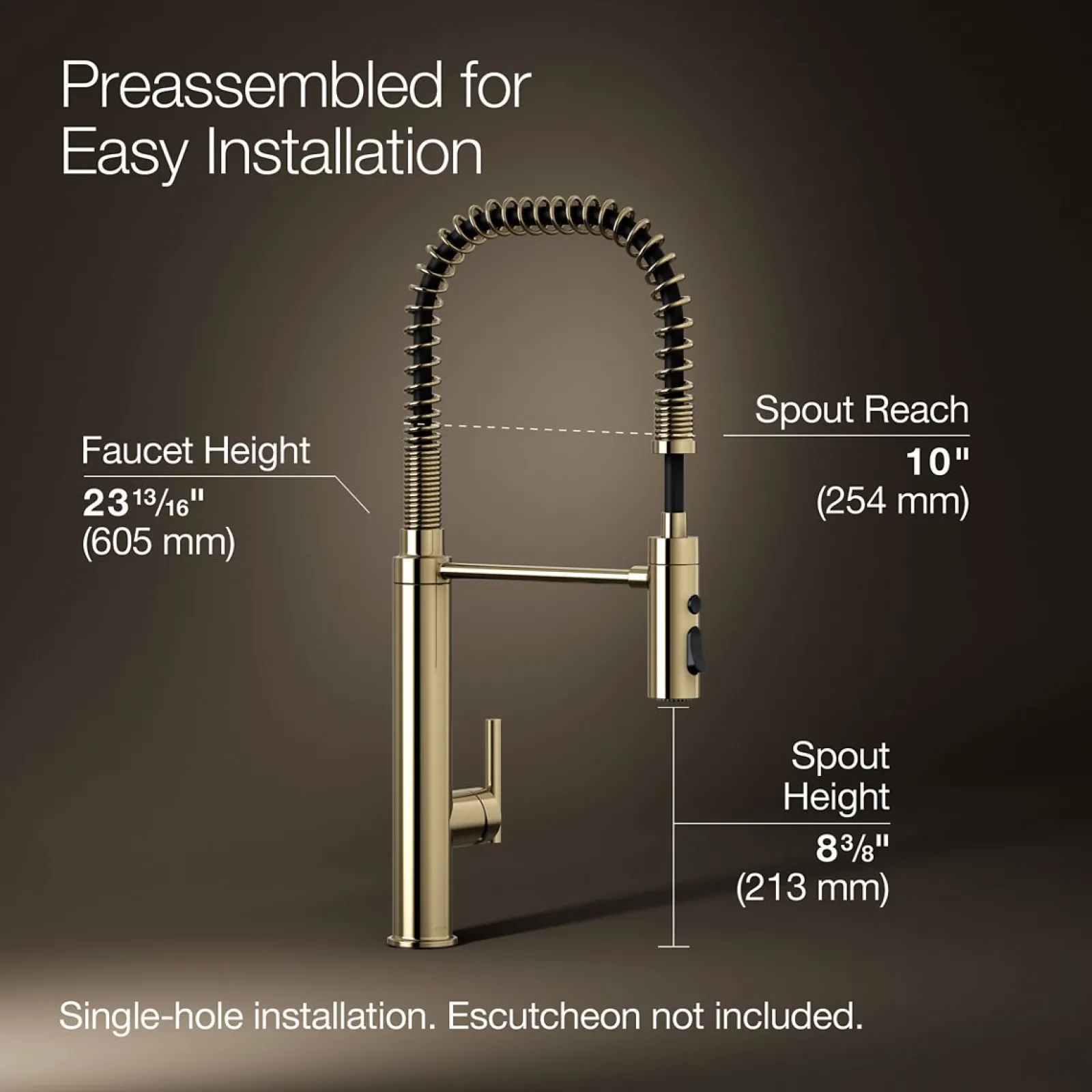 Semi-professional kitchen sink faucet with three-function sprayhead^Kohler Outlet