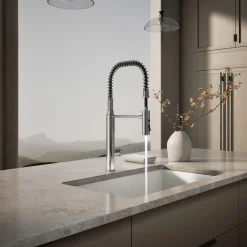 Semi-professional kitchen sink faucet with three-function sprayhead^Kohler Outlet