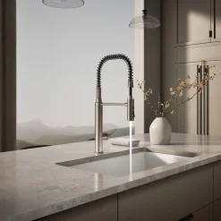 Semi-professional kitchen sink faucet with three-function sprayhead^Kohler Outlet