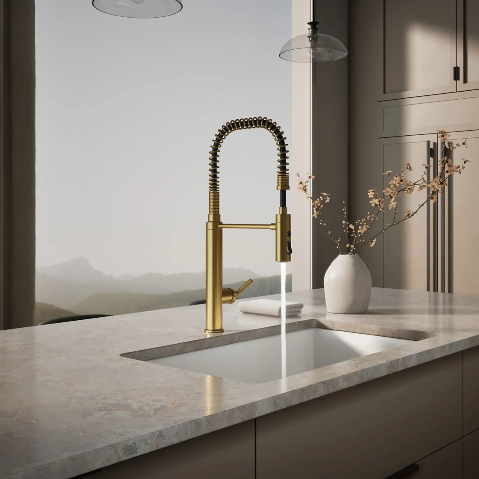 Semi-professional kitchen sink faucet with three-function sprayhead^Kohler Outlet