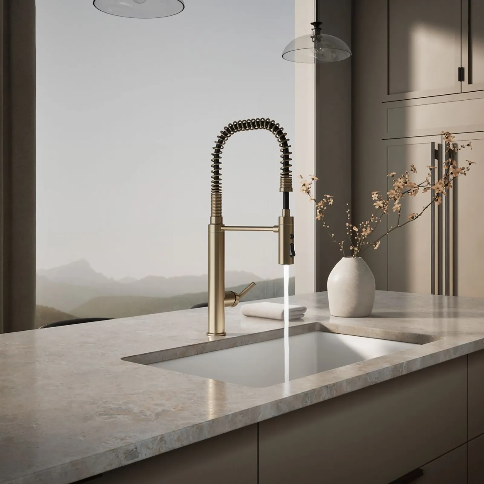 Semi-professional kitchen sink faucet with three-function sprayhead^Kohler Outlet