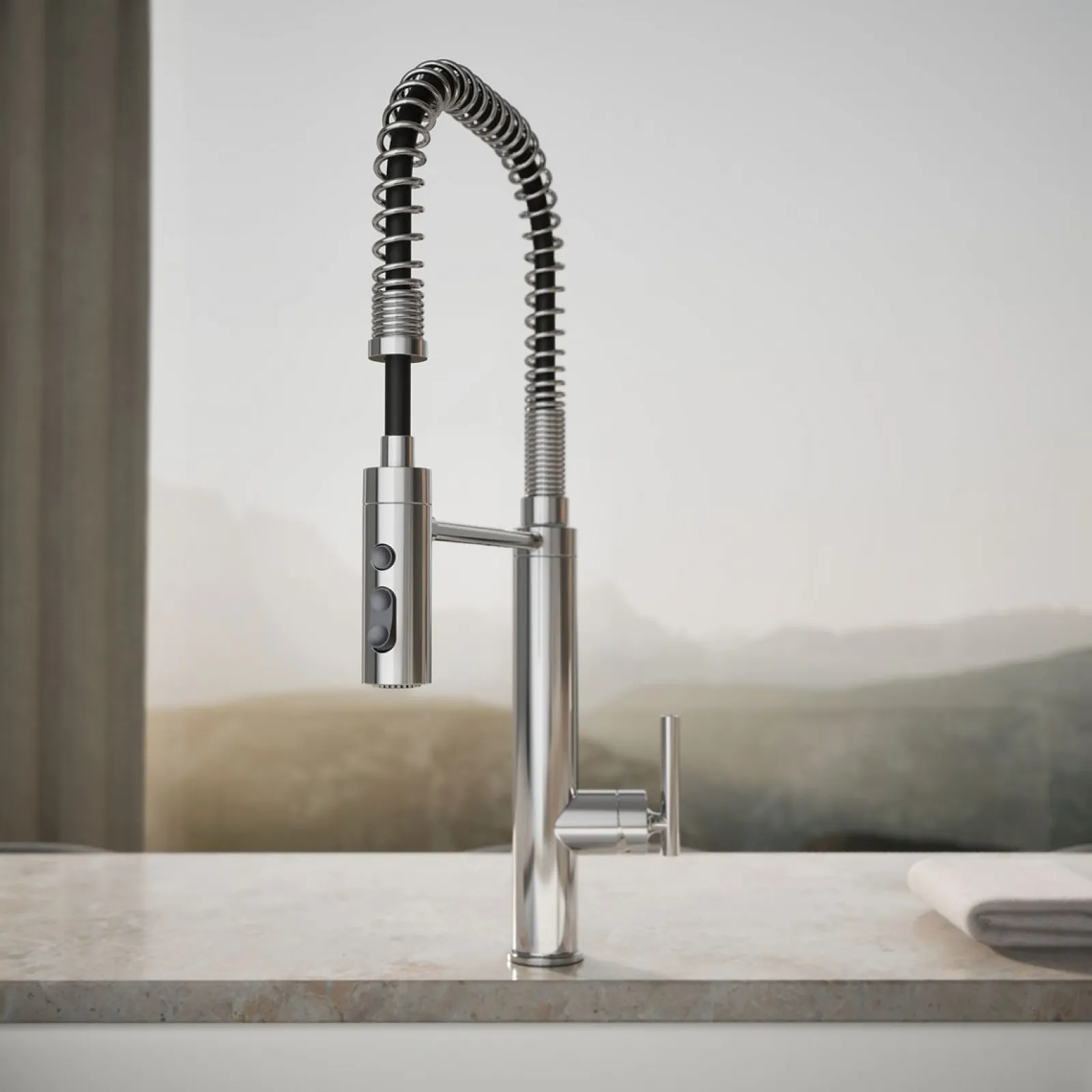 Semi-professional kitchen sink faucet with three-function sprayhead^Kohler Outlet