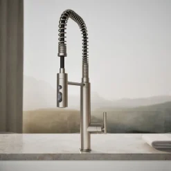 Semi-professional kitchen sink faucet with three-function sprayhead^Kohler Outlet