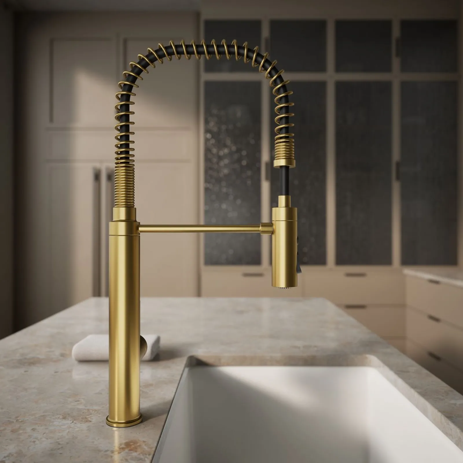 Semi-professional kitchen sink faucet with three-function sprayhead^Kohler Outlet