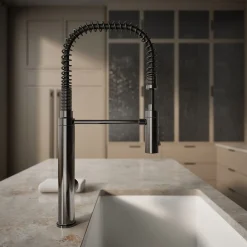 Semi-professional kitchen sink faucet with three-function sprayhead^Kohler Outlet