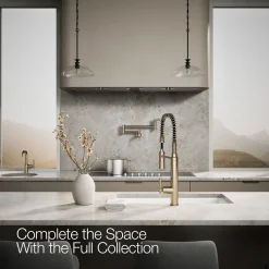 Semi-professional kitchen sink faucet with three-function sprayhead^Kohler Outlet