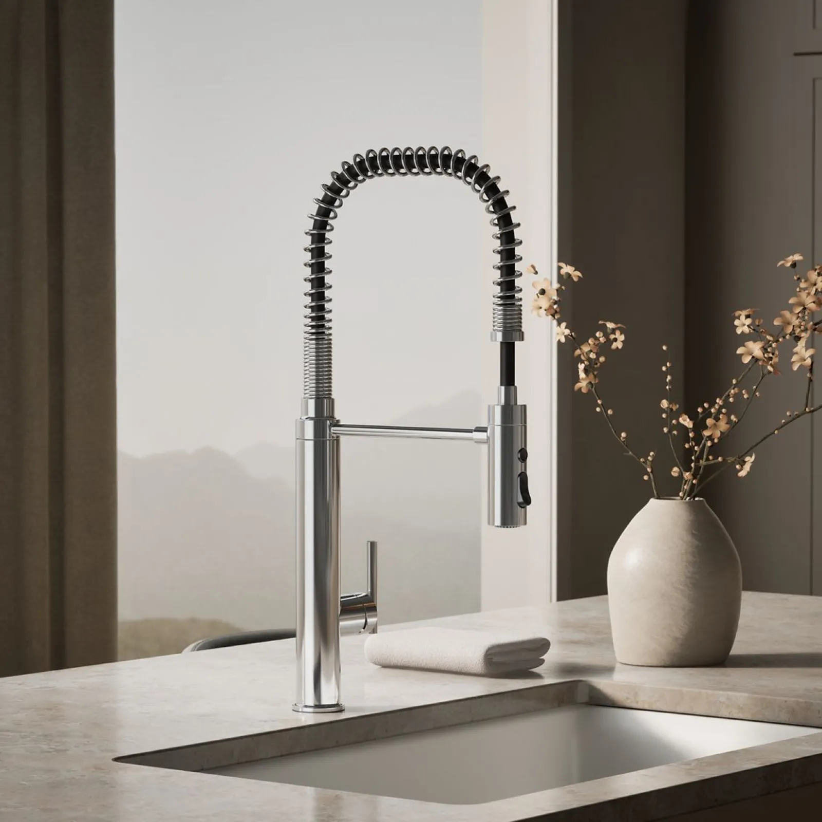 Semi-professional kitchen sink faucet with three-function sprayhead^Kohler Outlet