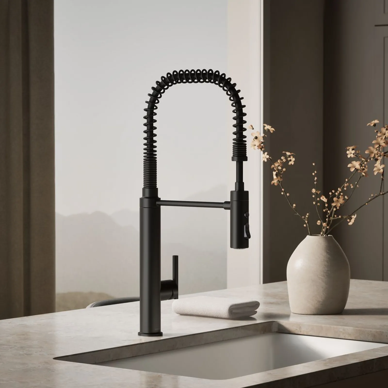 Semi-professional kitchen sink faucet with three-function sprayhead^Kohler Outlet