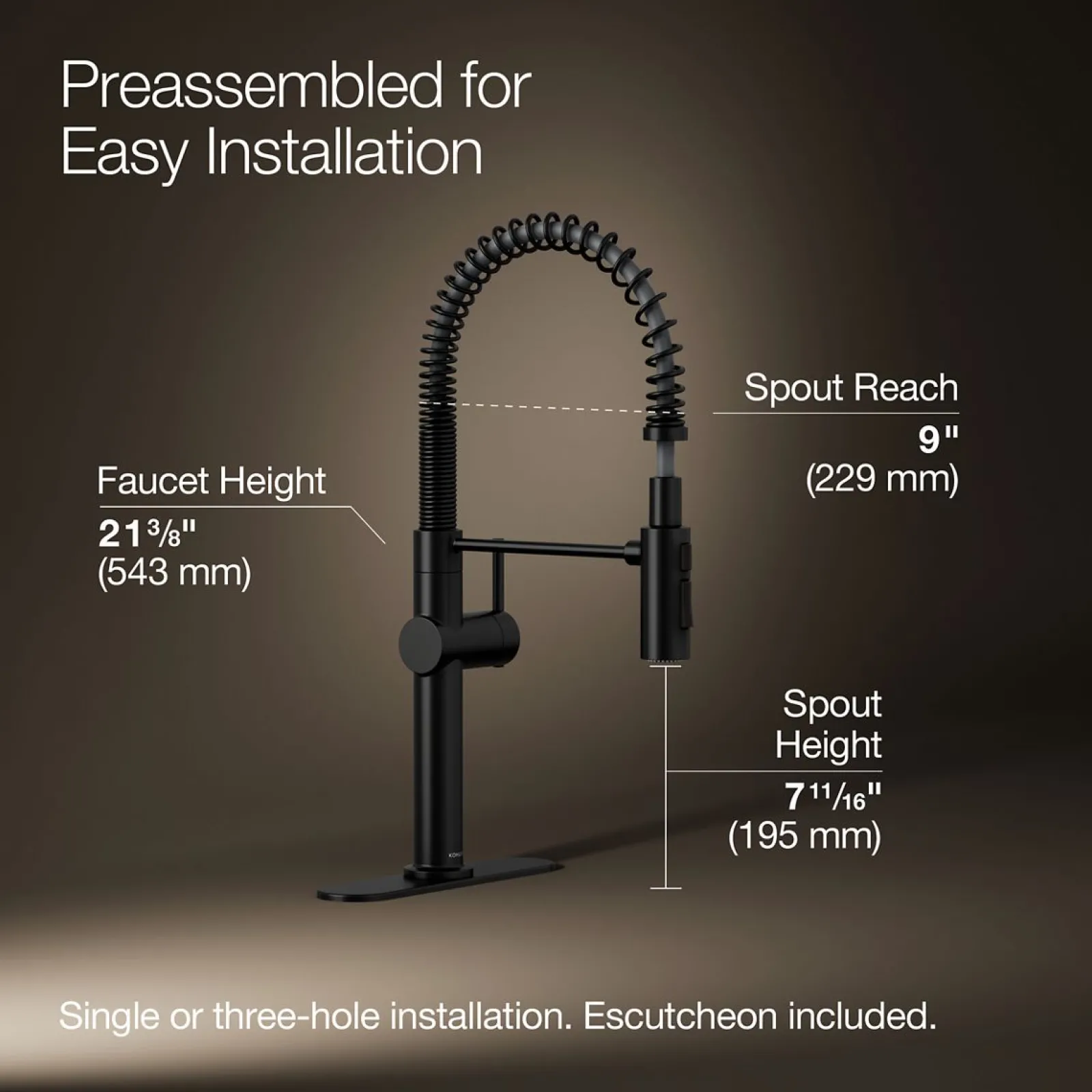 Semi-professional kitchen sink faucet with three-function sprayhead^Kohler New
