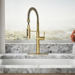 Semi-professional kitchen sink faucet with three-function sprayhead^Kohler New