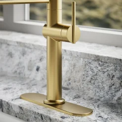 Semi-professional kitchen sink faucet with three-function sprayhead^Kohler New