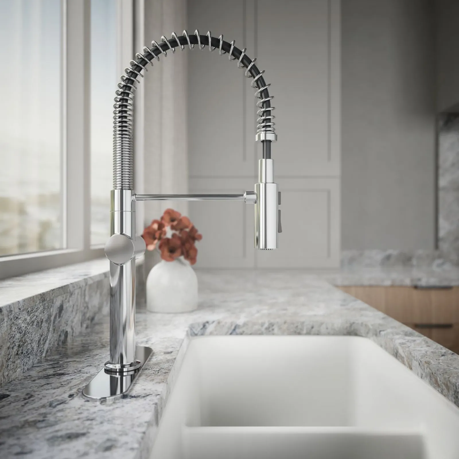 Semi-professional kitchen sink faucet with three-function sprayhead^Kohler New