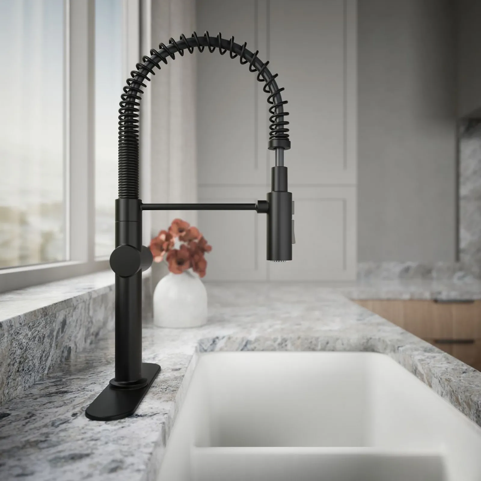 Semi-professional kitchen sink faucet with three-function sprayhead^Kohler New