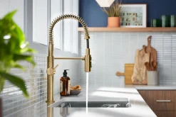 Semi-professional kitchen sink faucet with three-function sprayhead^Kohler New