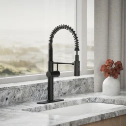 Semi-professional kitchen sink faucet with three-function sprayhead^Kohler New