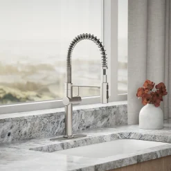 Semi-professional kitchen sink faucet with three-function sprayhead^Kohler New