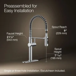 Semi-professional kitchen sink faucet with three-function sprayhead^Kohler New