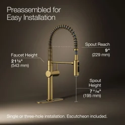 Semi-professional kitchen sink faucet with three-function sprayhead^Kohler New