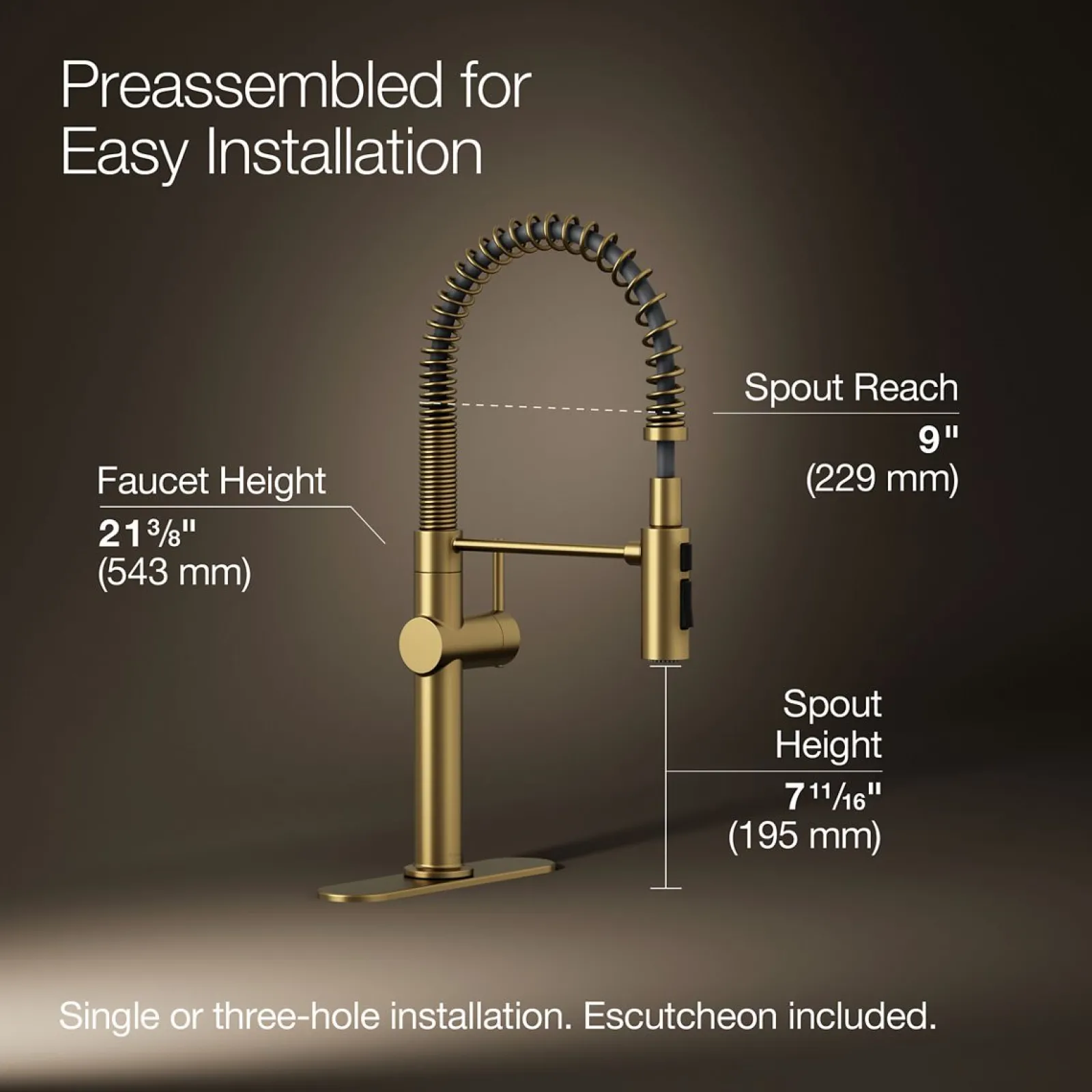 Semi-professional kitchen sink faucet with three-function sprayhead^Kohler New