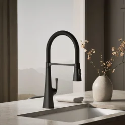 Semi-professional kitchen sink faucet with three-function sprayhead^Kohler Online