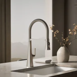 Semi-professional kitchen sink faucet with three-function sprayhead^Kohler Online
