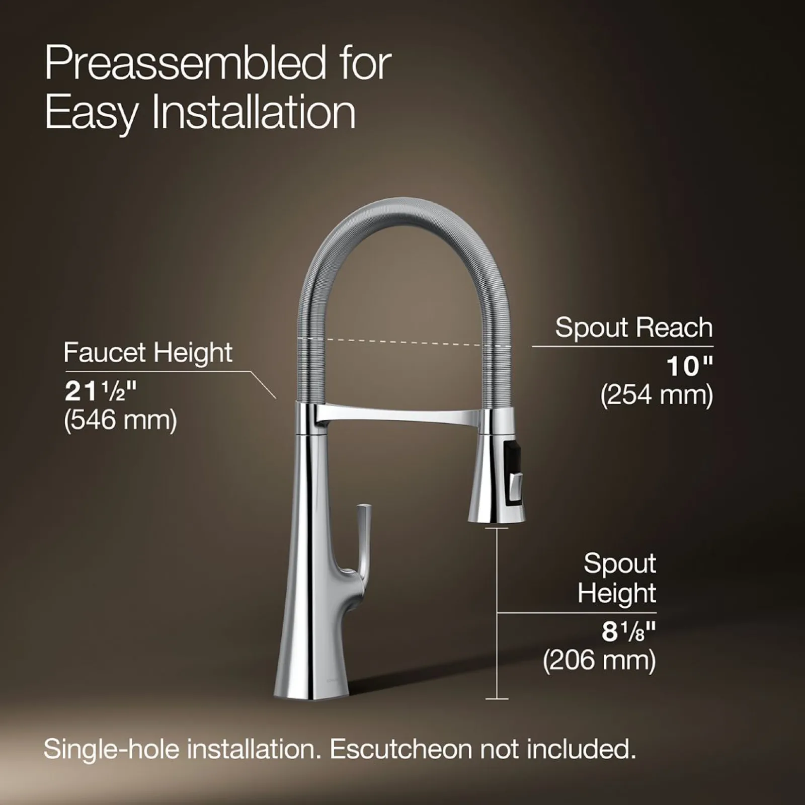 Semi-professional kitchen sink faucet with three-function sprayhead^Kohler Online