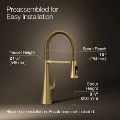Semi-professional kitchen sink faucet with three-function sprayhead^Kohler Online