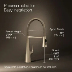 Semi-professional kitchen sink faucet with three-function sprayhead^Kohler Online