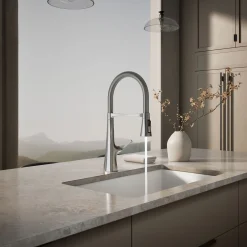 Semi-professional kitchen sink faucet with three-function sprayhead^Kohler Online