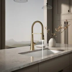 Semi-professional kitchen sink faucet with three-function sprayhead^Kohler Online